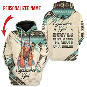 CustomsPig Personalized Hoodie September Girl All Over Printed