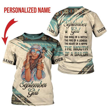 CustomsPig Personalized T-shirt September Girl All Over Printed