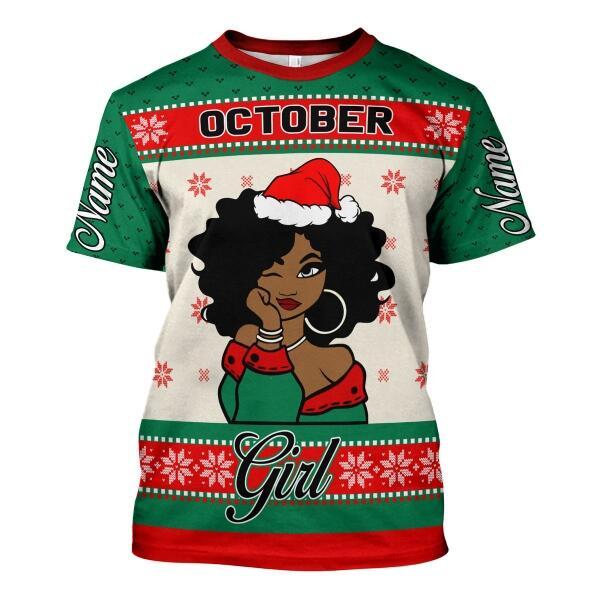 CustomsPig Personalized T-shirt October Girl All Over Printed