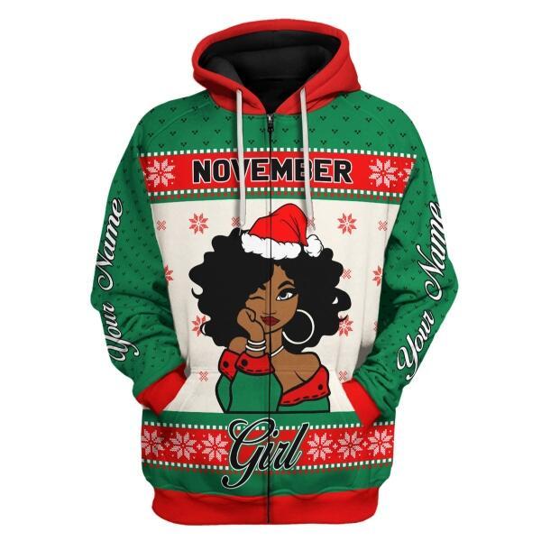 CustomsPig Personalized Hoodie November Girl All Over Printed