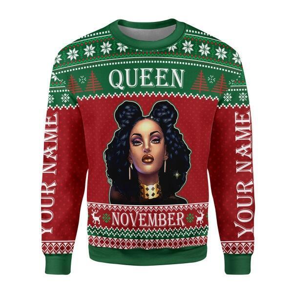 CustomsPig Personalized Ugly Sweater November Girl All Over Printed
