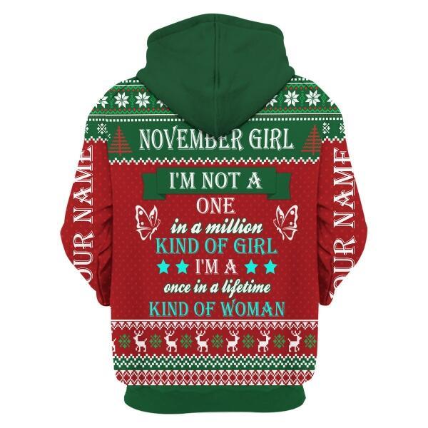 CustomsPig Personalized Hoodie November Girl All Over Printed