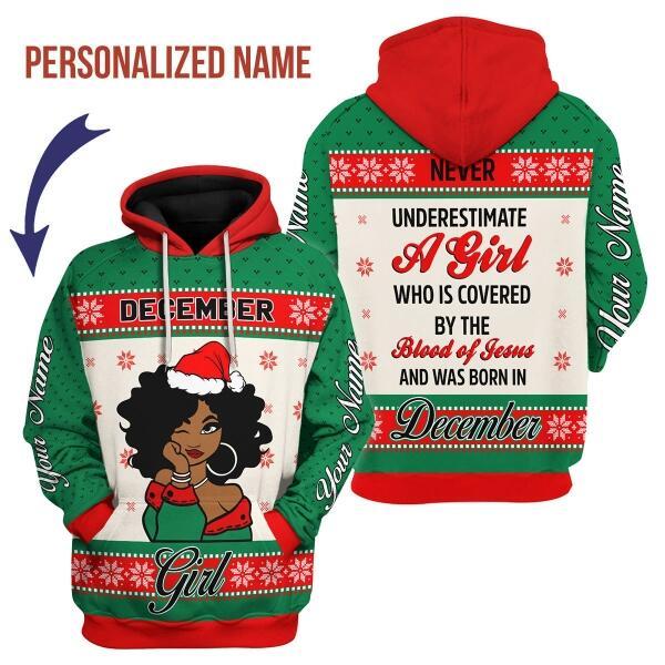 CustomsPig Personalized Hoodie December Girl All Over Printed