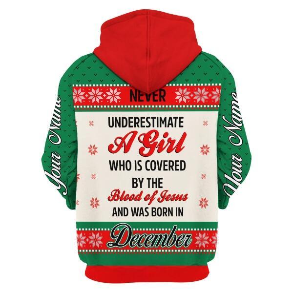 CustomsPig Personalized Hoodie December Girl All Over Printed