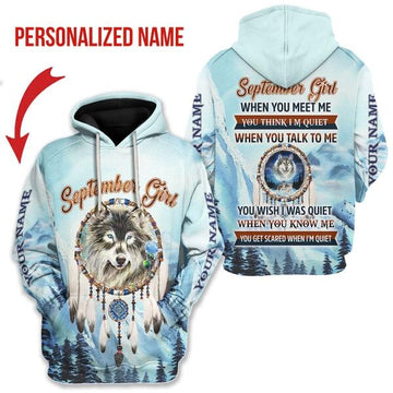 CustomsPig Personalized Hoodie I Am A September Girl All Over Printed