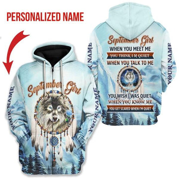 CustomsPig Personalized Zip Hoodie I Am A September Girl All Over Printed