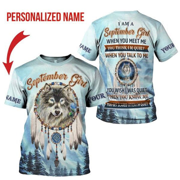 CustomsPig Personalized T-shirt I Am A September Girl All Over Printed