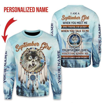 CustomsPig Personalized Ugly Sweater I Am A September Girl All Over Printed
