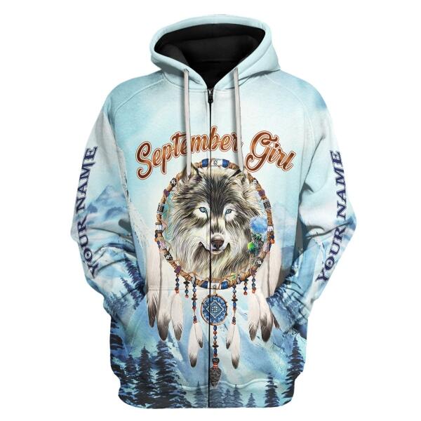 CustomsPig Personalized Zip Hoodie I Am A September Girl All Over Printed