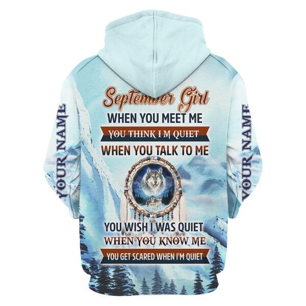 CustomsPig Personalized Hoodie I Am A September Girl All Over Printed