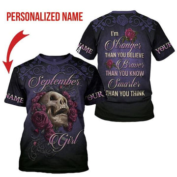 CustomsPig Personalized T-shirt I'm A September Girl All Over Printed