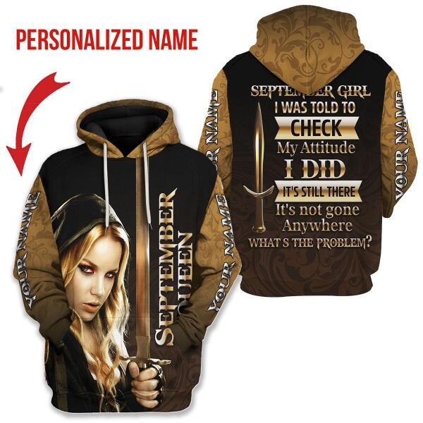CustomsPig Personalized Hoodie I'm A September Girl All Over Printed