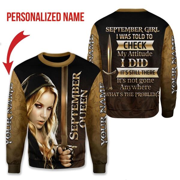 CustomsPig Personalized Ugly Sweater I'm A September Girl All Over Printed