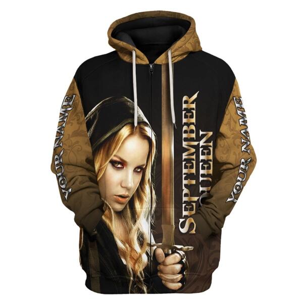CustomsPig Personalized Zip Hoodie I'm A September Girl All Over Printed