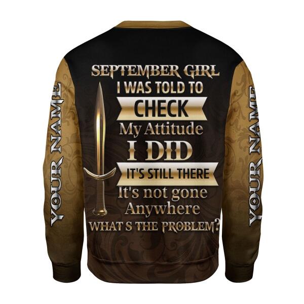 Customspig Personalized Sweatshirt I'm A September Girl All Over Printed