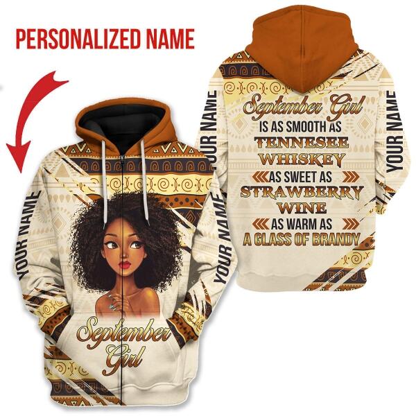 CustomsPig Personalized Zip Hoodie September Girl All Over Printed
