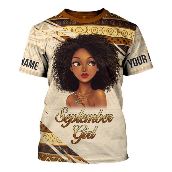 CustomsPig Personalized T-shirt September Girl All Over Printed