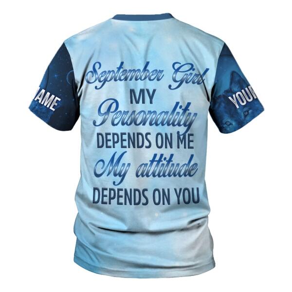 CustomsPig Personalized T-shirt September Girl All Over Printed