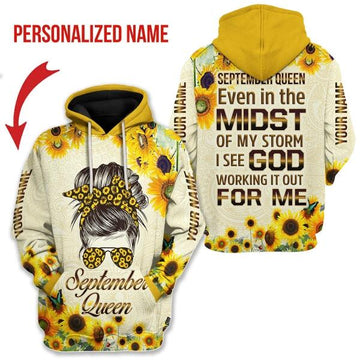 CustomsPig Personalized Hoodie September Queen All Over Printed