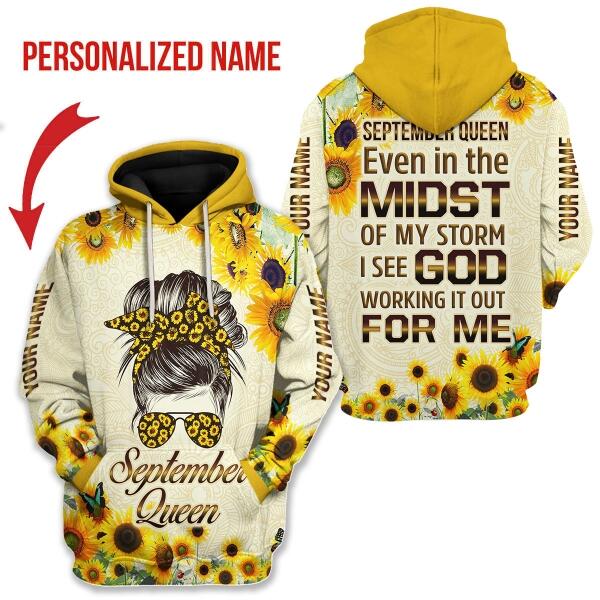 CustomsPig Personalized Hoodie September Queen All Over Printed