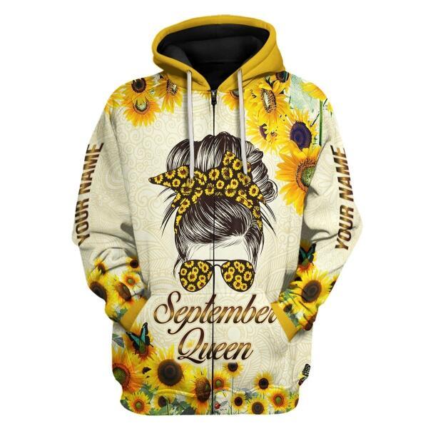 CustomsPig Personalized Zip Hoodie September Queen All Over Printed