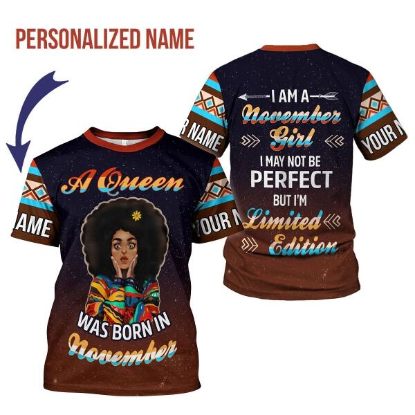 CustomsPig Personalized T-shirt November Girl All Over Printed