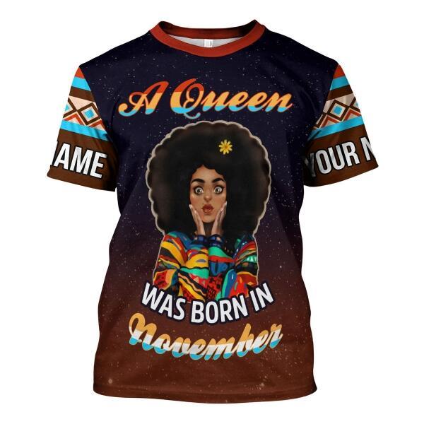 CustomsPig Personalized T-shirt November Girl All Over Printed