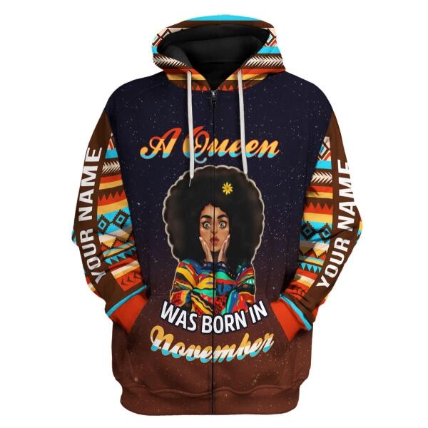 CustomsPig Personalized Hoodie November Girl All Over Printed