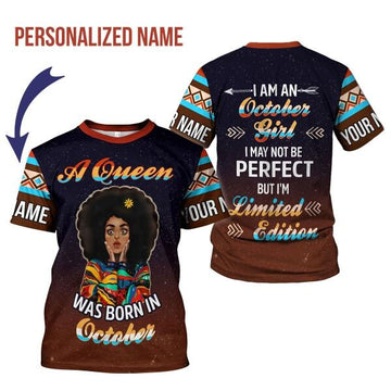 CustomsPig Personalized T-shirt October Girl All Over Printed