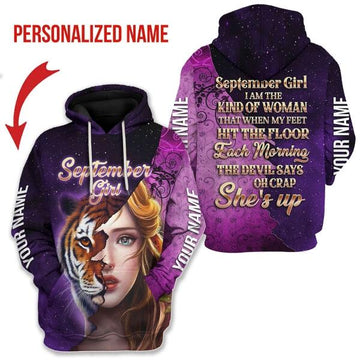 CustomsPig Personalized Hoodie As A September Girl All Over Printed