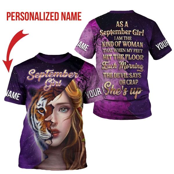 CustomsPig Personalized T-shirt As A September Girl All Over Printed