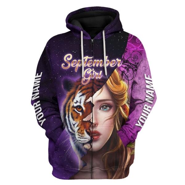 CustomsPig Personalized Hoodie As A September Girl All Over Printed