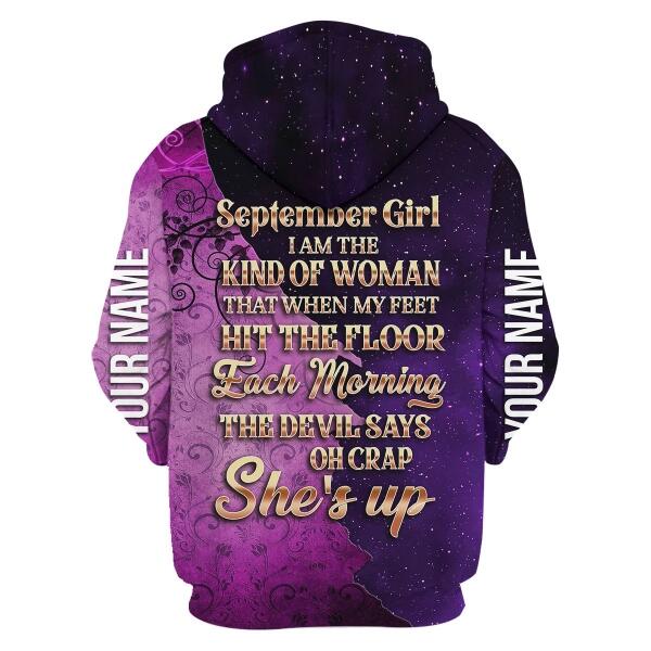 CustomsPig Personalized Hoodie As A September Girl All Over Printed