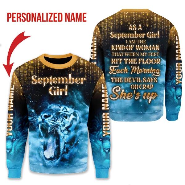 CustomsPig Personalized Tops As A September Girl She's Up All Over Printed