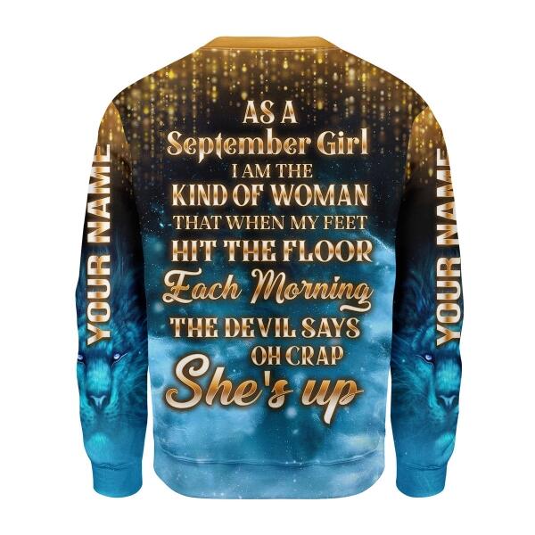 CustomsPig Personalized Ugly Sweater As A September Girl She's Up All Over Printed
