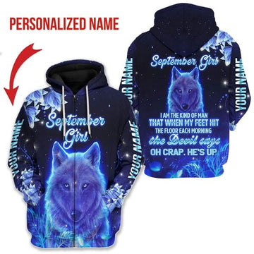 CustomsPig Personalized Zip Hoodie September Girl All Over Printed