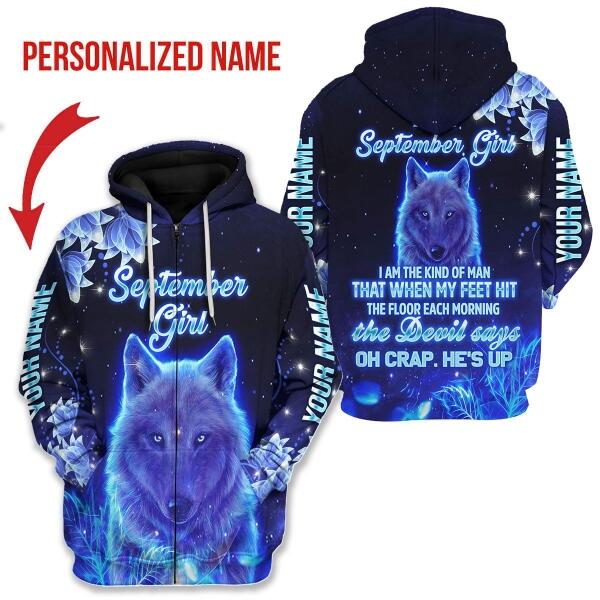 CustomsPig Personalized Zip Hoodie September Girl All Over Printed