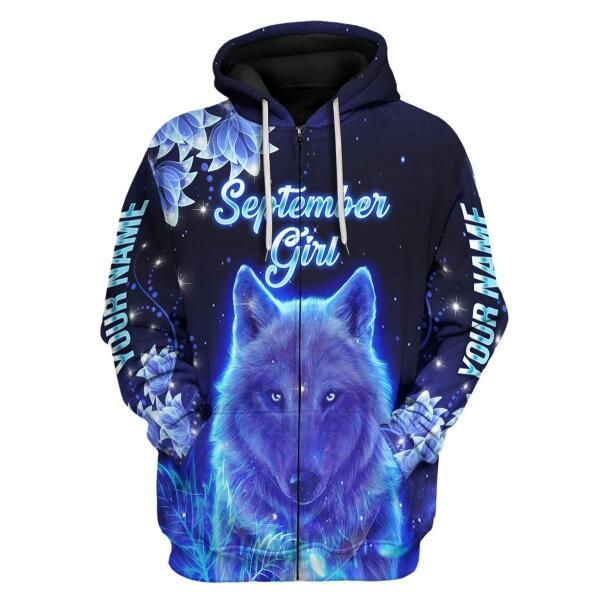 CustomsPig Personalized Zip Hoodie September Girl All Over Printed