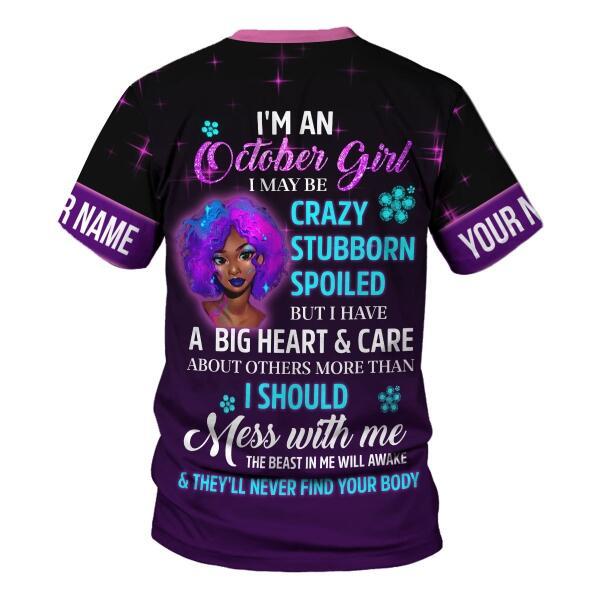 CustomsPig Personalized T-shirt Queen Was Born In October All Over Printed
