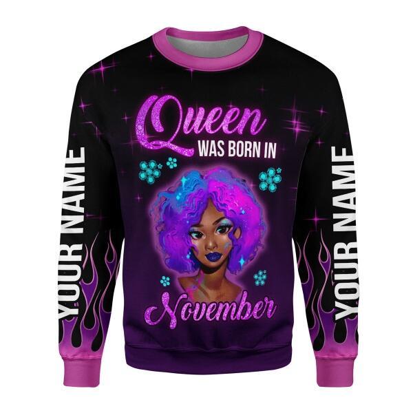 CustomsPig Personalized Ugly Sweater Queen Was Born In November All Over Printed