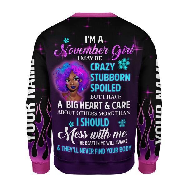 CustomsPig Personalized Tops November Girl All Over Printed