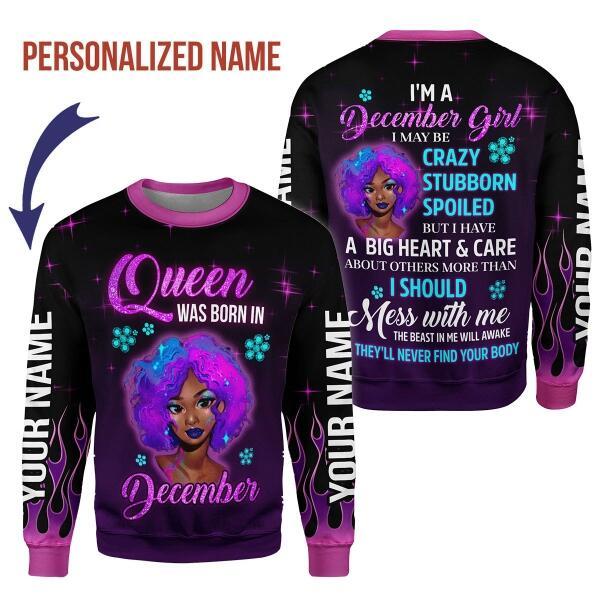 CustomsPig Personalized  Tops  Queen Was Born In December All Over Printed