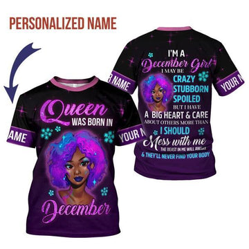CustomsPig Personalized T-shirt Queen Was Born In December All Over Printed