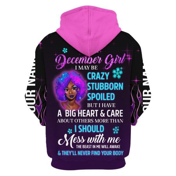 CustomsPig Personalized Zip Hoodie Queen Was Born In December All Over Printed