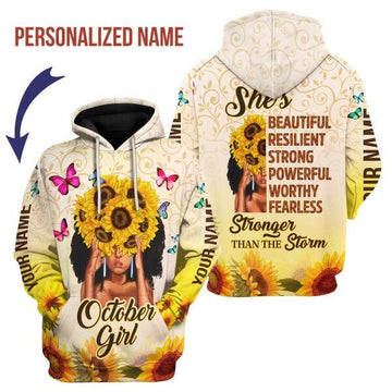 CustomsPig Personalized Hoodie October Girl All Over Printed