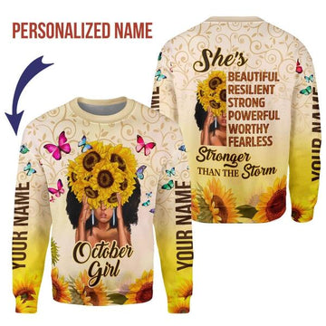 CustomsPig Personalized Ugly Sweater October Girl All Over Printed