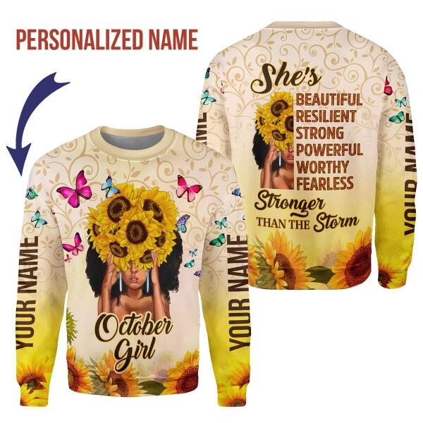 CustomsPig Personalized Ugly Sweater October Girl All Over Printed