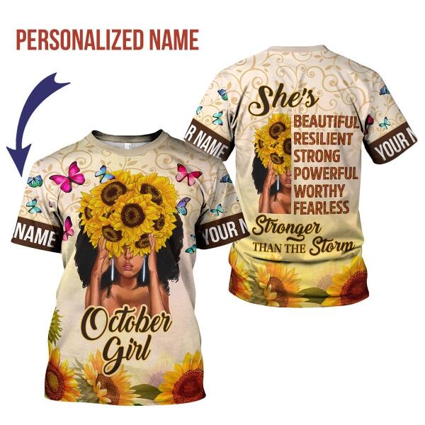 CustomsPig Personalized T-shirt October Girl All Over Printed