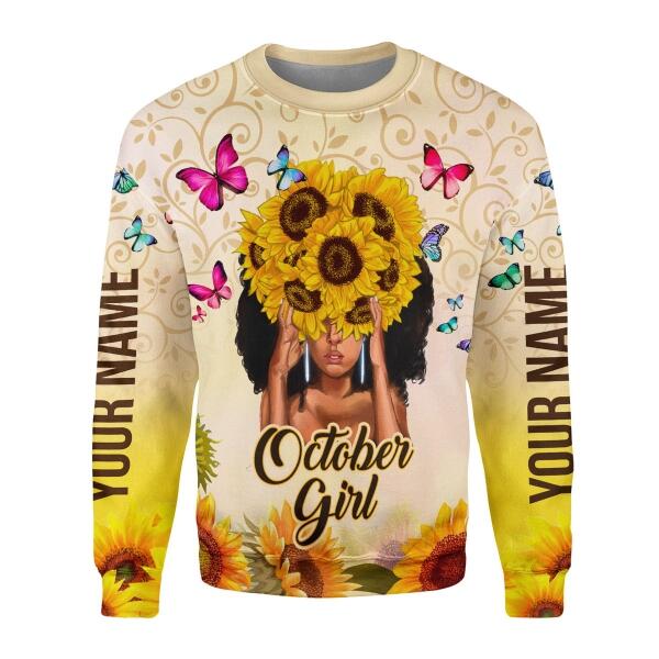 CustomsPig Personalized Ugly Sweater October Girl All Over Printed