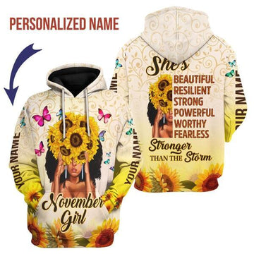 CustomsPig Personalized Hoodie November Girl All Over Printed